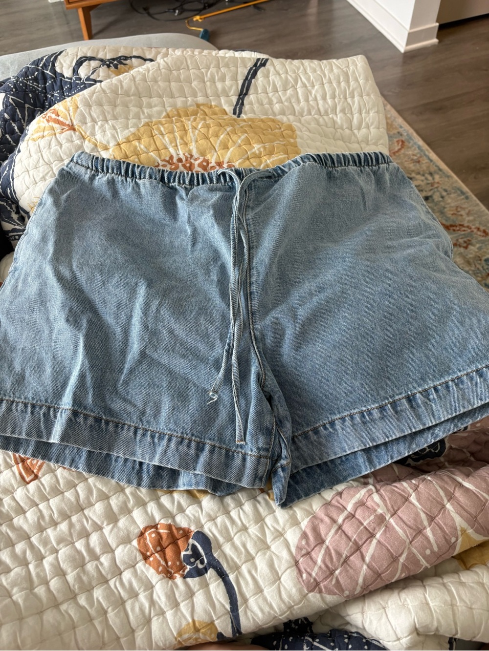H&M Light Blue Denim Drawstring Shorts